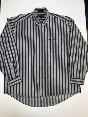 Colours by Alexander Julian Men’s Striped Cotton Button-Down Shirt, Pockets, L